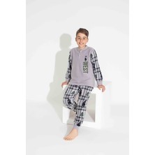 Tarp Gri West Nakışlı Polar Erkek Çocuk Pijama Takımı 4-15 Yaş 3736-3737-3738-G