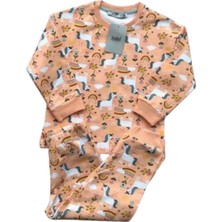 Isob Unicorn Desenli Somon 2ip Fırçalı Kumaş %100 Pamuk Kız Çocuk Pijama Takımı 3-8 Yaş 11221-S