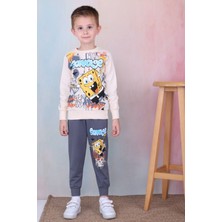 Pjk2i Sünger Bob Desenli Füme 2 Ip %100 Pamuk Erkek Çocuk Eşofman Takımı 3-10 Yaş 7276-F