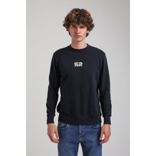 Bisiklet Yaka Lacivert Regular Custom Sweatshirt 23FWM60143