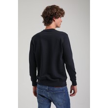 Bisiklet Yaka Lacivert Regular Custom Sweatshirt 23FWM60143