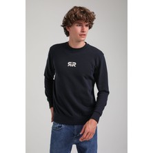 Bisiklet Yaka Lacivert Regular Custom Sweatshirt 23FWM60143