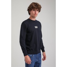 Bisiklet Yaka Lacivert Regular Custom Sweatshirt 23FWM60143