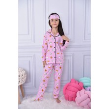 Pjkö Mickey Desenli Pembe Uzun Kollu Önden Düğmeli Kız Çocuk Pijama Takımı 4-12 Yaş 590U