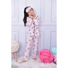 Pjkö Tavşan Desenli Pembe Uzun Kollu Önden Düğmeli Kız Çocuk Pijama Takımı 4-12 Yaş 584U