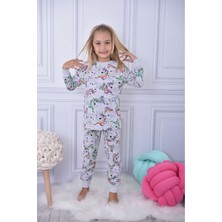 Srnp Unicorn Desenli Kız Çocuk Uzun Kollu Pijama Takımı 3-10 Yaş 014