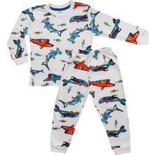 *elmp Balık Desen %100 Pamuk Erkek Çocuk Pijama Takımı 1-9 Yaş 3001