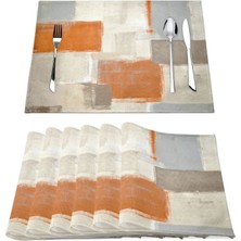 Skyzeda Modern Sanat Yemek Masası Placemats 6 Set Turuncu Soyut Resim Placemats (Yurt Dışından)