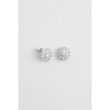 Işıltı Güneşi 18 Ayar Beyaz Altın Kaplama Gümüş Küpe