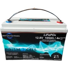 Prismacell Lifepo4 Akü 105A 105 Amper 12.8 Volt Lityum Marin, Karavan, 12V 100A Solar Akü Batarya