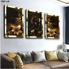 Zevahir Mobilya Dekorasyon Çiçek Gold Pleksili Mdf Tablo