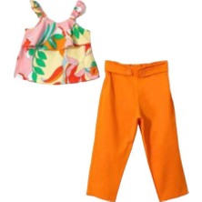 Keten Pantolonlu Orange Kız Çocuk Takımı 6-9 Yaş 241319
