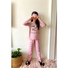 Monkey Desenli Pembe Kız Çocuk Pijama Takımı 4-12 Yaş 563