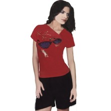 Berrak Kadın Gözlük Baskılı Şortlu Takım 2450