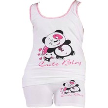 Kız Ayı Baskılı Geniş Askılı Elastane Takım