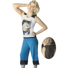 Berrak Kadın Yüz Baskılı Kapri Takım 2678