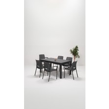 Sandalie Rattan Lüx 90X150 Bahçe&balkon&teras Masa Seti - Antrasit