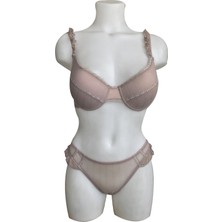 Night Flight Destekli Fırfırlı Sütyen Takımı Vizon Renk Kod 2137