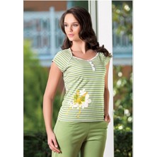 Şahinler Kadın Çizgili Patlı Kaprili Pijama 21173