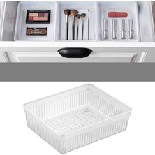 Modüler Çekmece Içi Düzenleyici - Banyo Makyaj Takı Organizer Ofis Düzenleyici 15,2 x 15,2  cm  Şeffaf