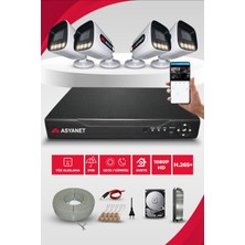 Asyanet 4 Kameralı Dome 4 İç Kamera Set 320 GB HDD Full Hd Gece Görüşlü Güvenlik Kamerası Sistemi