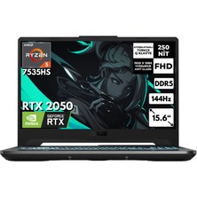 Asus Tuf Gaming A15 Ryzen 5-7535HS 8-Gddr5 512 GB SSD 4gb RTX2050 144Hz 15.6" Fhd Freedos FA506NF-HN077 Bt8