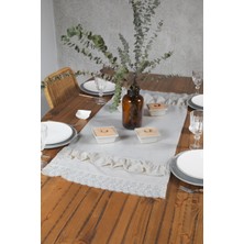 Naturel Fırfırlı Runner Vintage 40X110 cm Fistolu