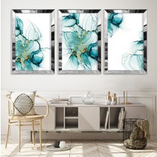 Zevahir Mobilya Dekorasyon Soyut Desen Gold Pleksi Kenar Mdf Tablo