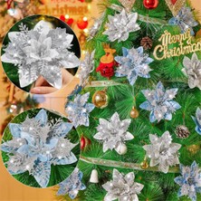 Echo Chicly 20 Adet 14,5 cm Simli Yapay Noel Çiçekleri, A (Yurt Dışından)