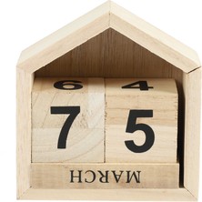 Echo Chicly Vintage Tasarım Ev Şekli Sürekli Takvim Ahşap Blok-Ahşap Rengi (Yurt Dışından)