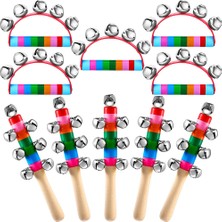 Echo Chicly 10 Adet El Çanları Gökkuşağı Saplı Kızak Çanları Elde Tutulan Ahşap Çanlar (Yurt Dışından)