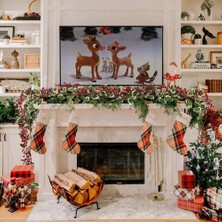 Echo Chicly Kırmızı Meyveli Noel Çelengi ve Çam Kozalağı Yapay Çelenk (Yurt Dışından)