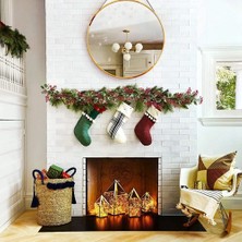 Echo Chicly Kırmızı Meyveli Noel Çelengi ve Çam Kozalağı Yapay Çelenk (Yurt Dışından)