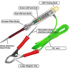 Decisive 10X Otomotiv LED Devre Test Cihazı 6-24V Test Işığı Çift Problu 47 Inç Antifriz Tel Timsah Klipsi Test Için (Yurt Dışından)