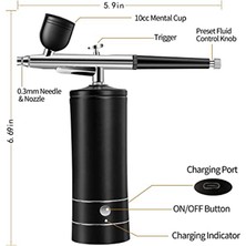 Decisive Airbrush Kiti Şarj Edilebilir Akülü Airbrush Kompresörü, 30PSI Yüksek Basınç, Taşınabilir El Airbrush Tabancası, Airbrush Seti (Yurt Dışından)