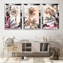 Zevahir Mobilya Dekorasyon Kolaj Çizim Çiçek Gümüş Pleksi Kenar Mdf Tablo