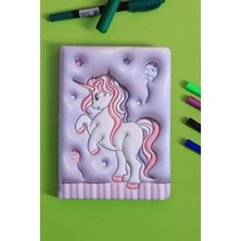 Mikro Puffy Pofuduk Unicorn Not Defteri 3D Kabartmalı  12*18 96YP