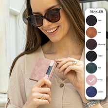 Trusador Marseille Pembe  Fermuarlı Aynalı Lastikli Unisex Erkek Kadın Cüzdan Hediye Rfid Korumalı
