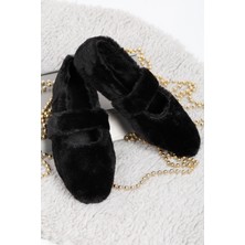 Renkli Butik Siyah Ultra Yumuşak Peluş Kadın Ev Babeti Hafif Taban Panduf