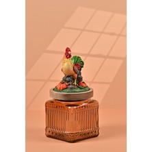 El Yapımı Özel Tasarım Kavanoz - 500 ml - Vakumlu Ahşap Kapaklı (Horoz Detaylı) - Medium Amber Çizgili Cam - Mutfak ve Ev Dekorasyonu