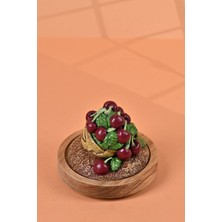 El Yapımı Özel Tasarım Kavanoz - 500 ml - Vakumlu Ahşap Kapaklı (Vişne Detaylı) - Light Amber Çiçekli Kare Cam - Mutfak ve Ev Dekorasyonu