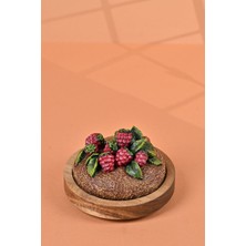 El Yapımı Özel Tasarım Kavanoz - 500 ml - Vakumlu Ahşap Kapaklı (Böğürtlen Detaylı) - Medium Amber Çiçekli Kare Cam - Mutfak ve Ev Dekorasyonu Medium Amber