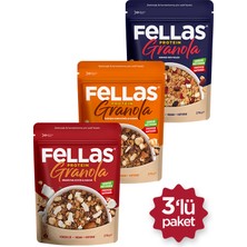 Fellas Protein Granola 270g 3'lü Mix Paket - Hindistan C. + Kırmızı Meyveler + Karışık Kuruyemişli