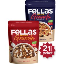 Fellas Protein Granola 2'li Paket - Hindistan Cevizi & Kakao 270g + Kırmızı Meyveler 270g