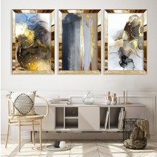 Zevahir Mobilya Dekorasyon Soyut Desen Gold Pleksi Kenar Mdf Tablo