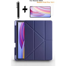 TEKNETSTORE Xiaomi Redmi Pad Pro 12.1 Uyumlu Kalem Bölmeli Standlı Kılıf + Ekran Koruyucu + Kalem 3'lü Set