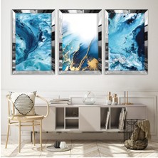 Zevahir Mobilya Dekorasyon Mavi Desen Gümüş Pleksi Kenar Mdf Tablo