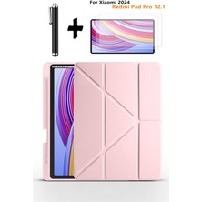 TEKNETSTORE Xiaomi Redmi Pad Pro 12.1 Uyumlu Kalem Bölmeli Standlı Kılıf + Ekran Koruyucu + Kalem 3'lü Set