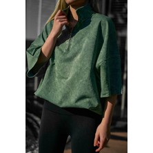 Moman Unisex Elan Prime Haki Fermuarlı T-shirt
