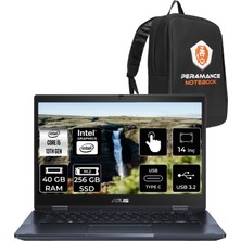 Asus Expertbook B3 Flip i5 1335U Notebook 40GB RAM 256GB SSD 14" FHD FreeDOS + Per4 Çanta B3402I58512S0DP321